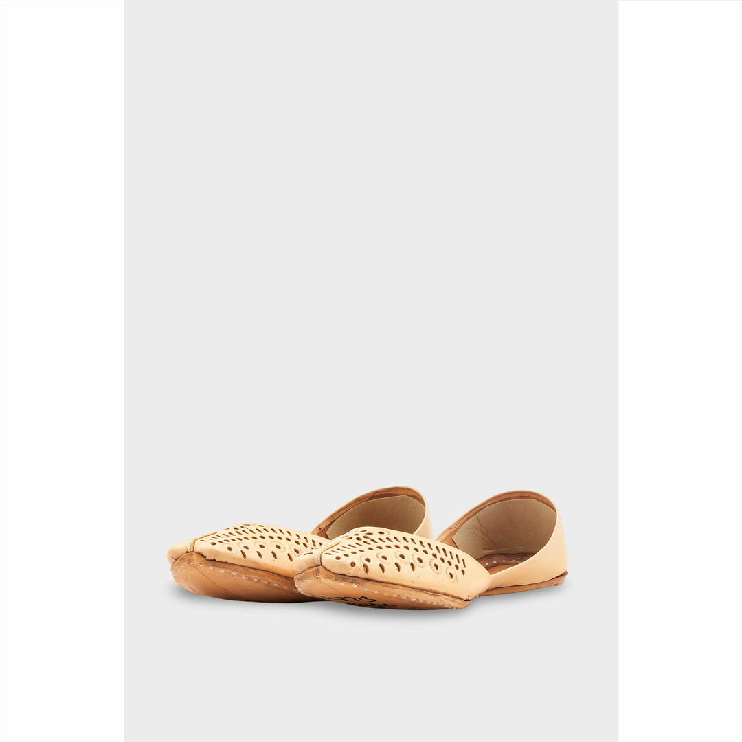 Beige Leather Khussa For Women EC8713