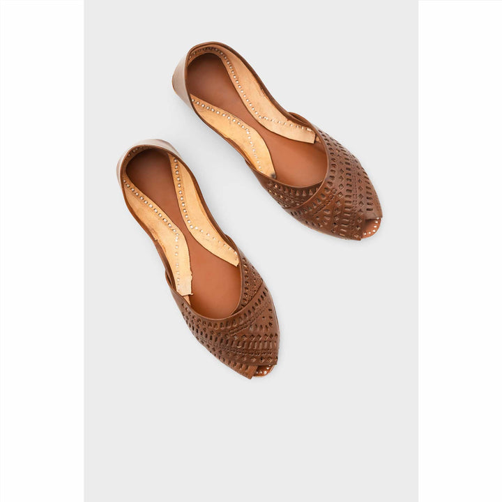 Brown Leather Khussa For Women EC8714