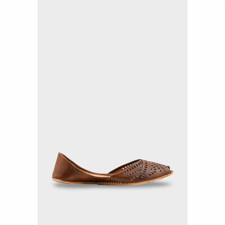 Brown Leather Khussa For Women EC8714