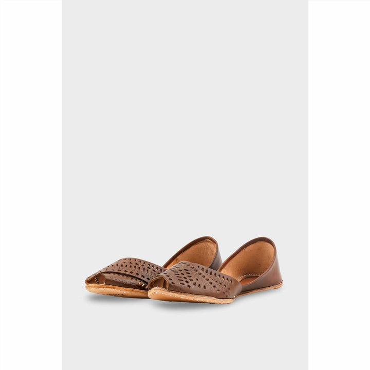 Brown Leather Khussa For Women EC8714