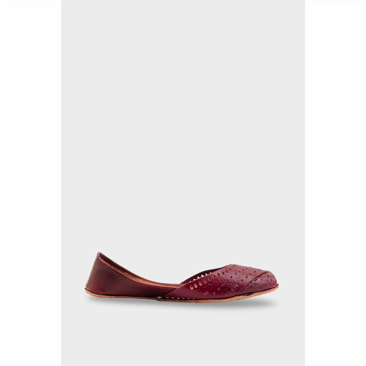 Maroon Leather Khussa For Women EC8714