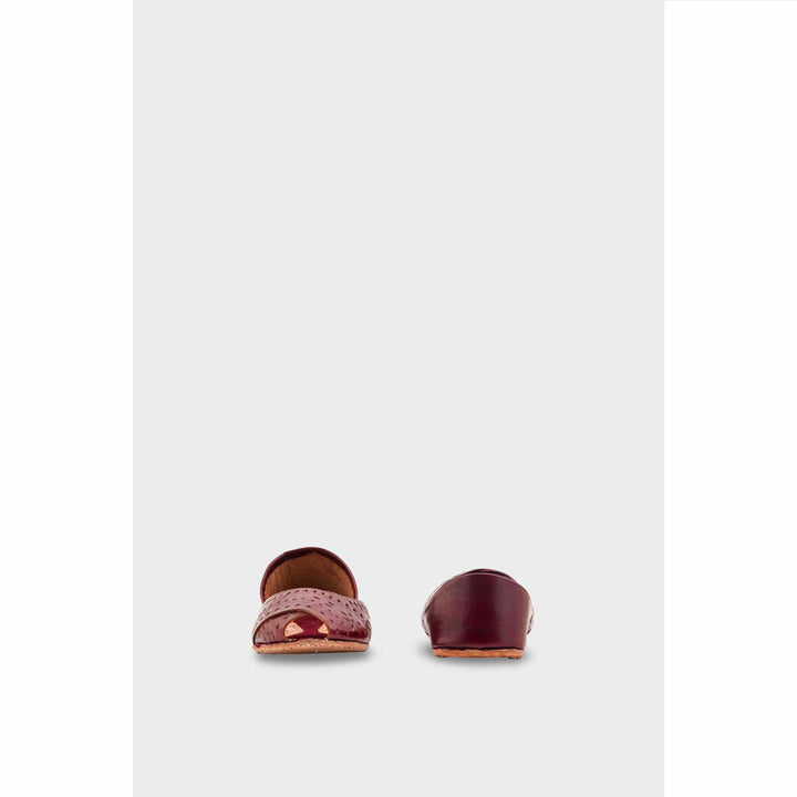 Maroon Leather Khussa For Women EC8714