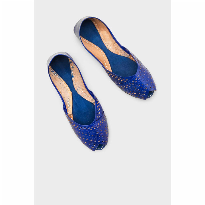 Blue Leather Khussa For Women EC8714