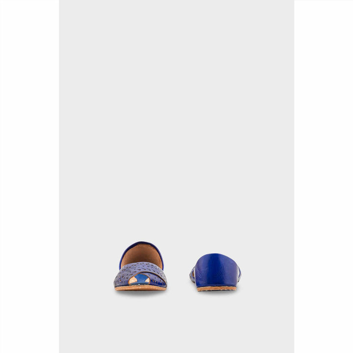 Blue Leather Khussa For Women EC8714