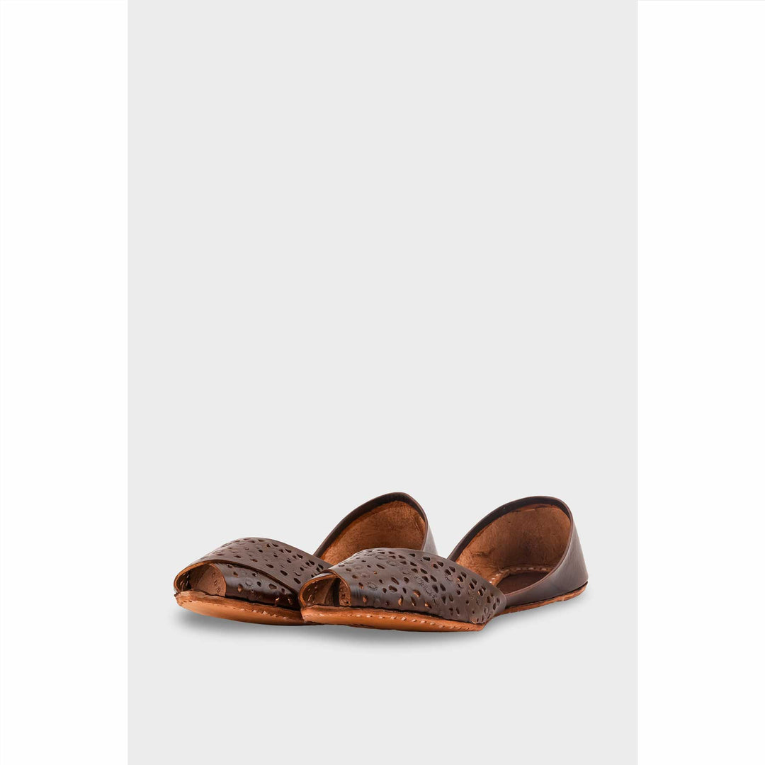 Coffee Leather Khussa For Women EC8714