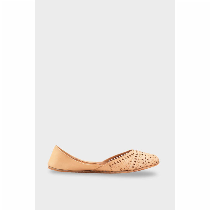 Beige Leather Khussa For Women EC8714
