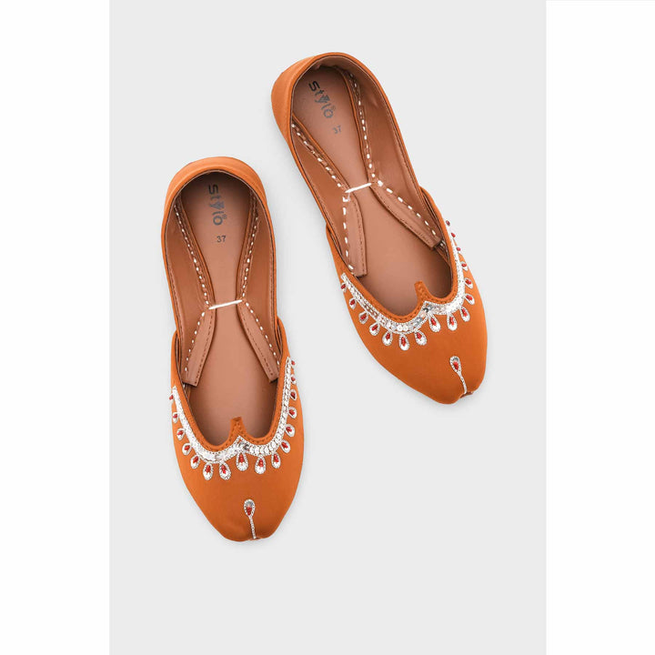 Peach Leather Khussa For Women EC8759