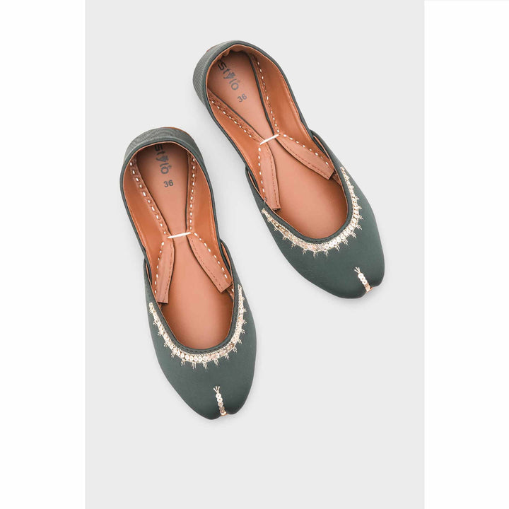 Green Leather Khussa For Women EC8760