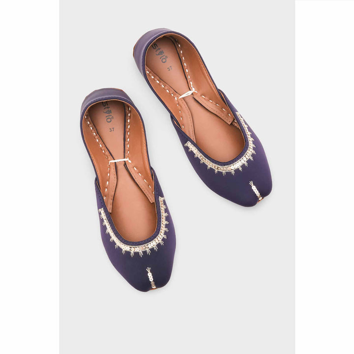 Navy Leather Khussa For Women EC8760