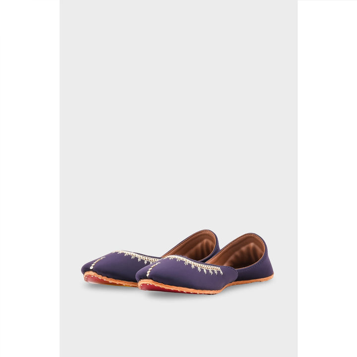 Navy Leather Khussa For Women EC8760