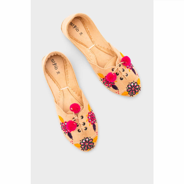 Fawn Leather Khussa For Women EC8761