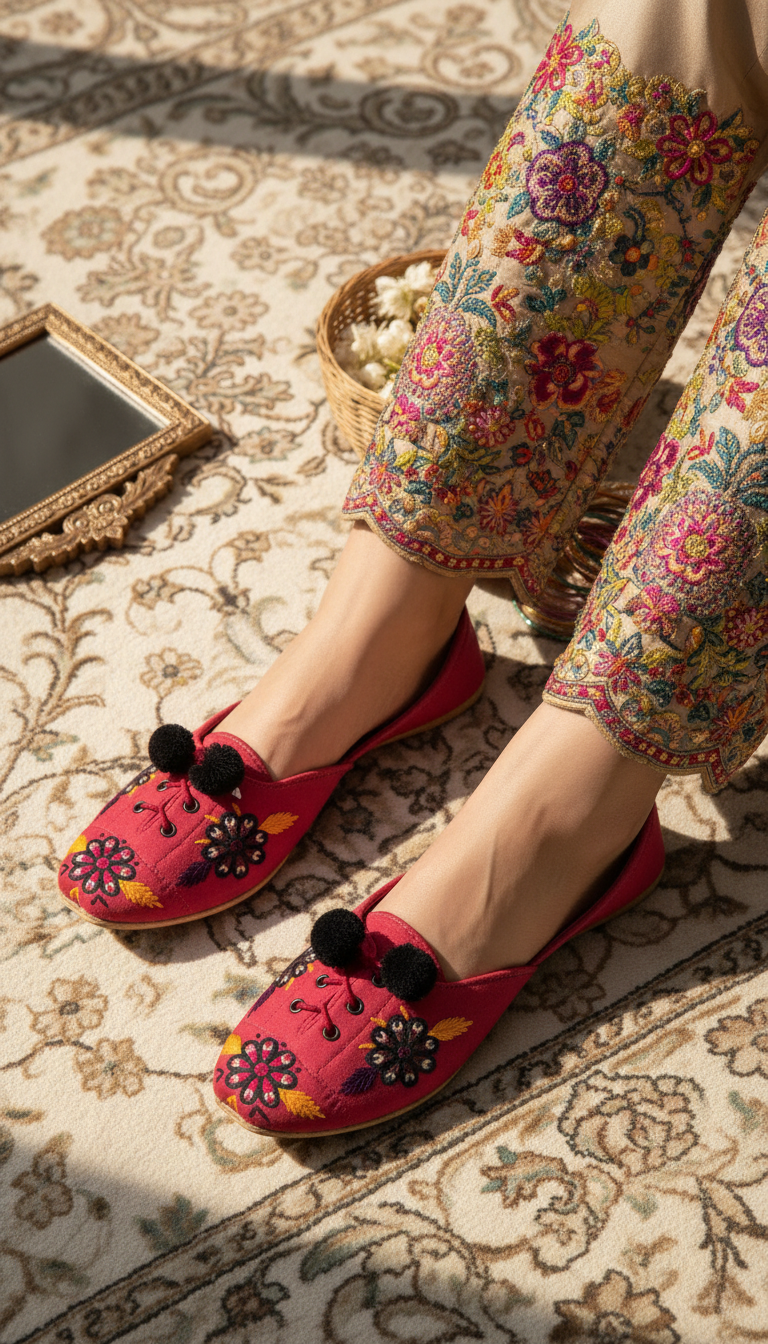 Skpink Leather Khussa For Women EC8761