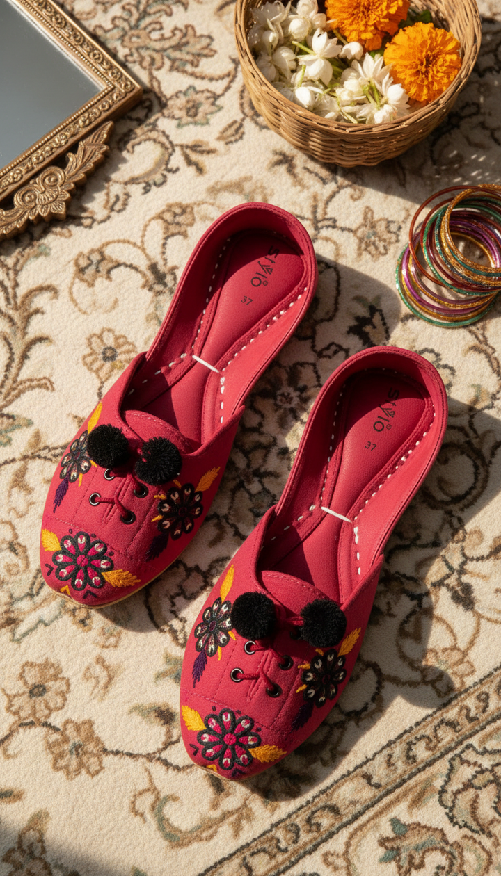 Skpink Leather Khussa For Women EC8761