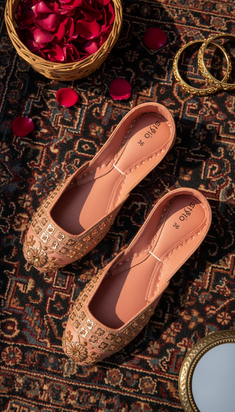 Pink Leather Khussa For Women EC8762