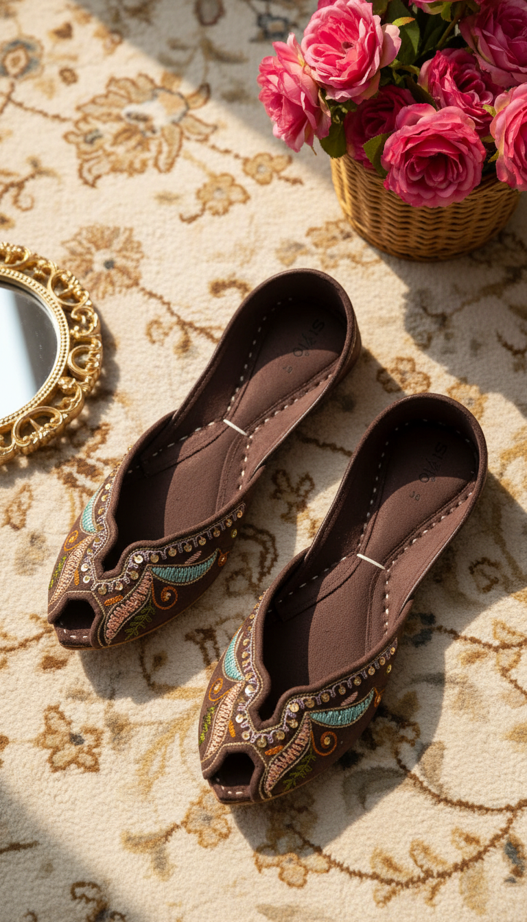 Brown Leather Khussa For Women EC8764