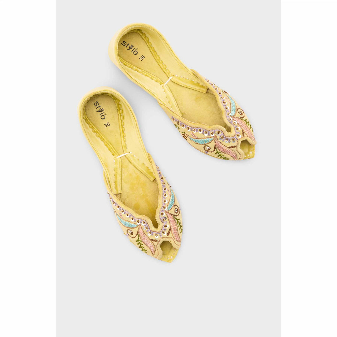 PISTAGREEN Leather Khussa For Women EC8764