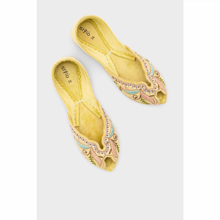 PISTAGREEN Leather Khussa For Women EC8764