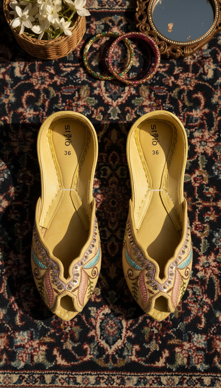 PISTAGREEN Leather Khussa For Women EC8764