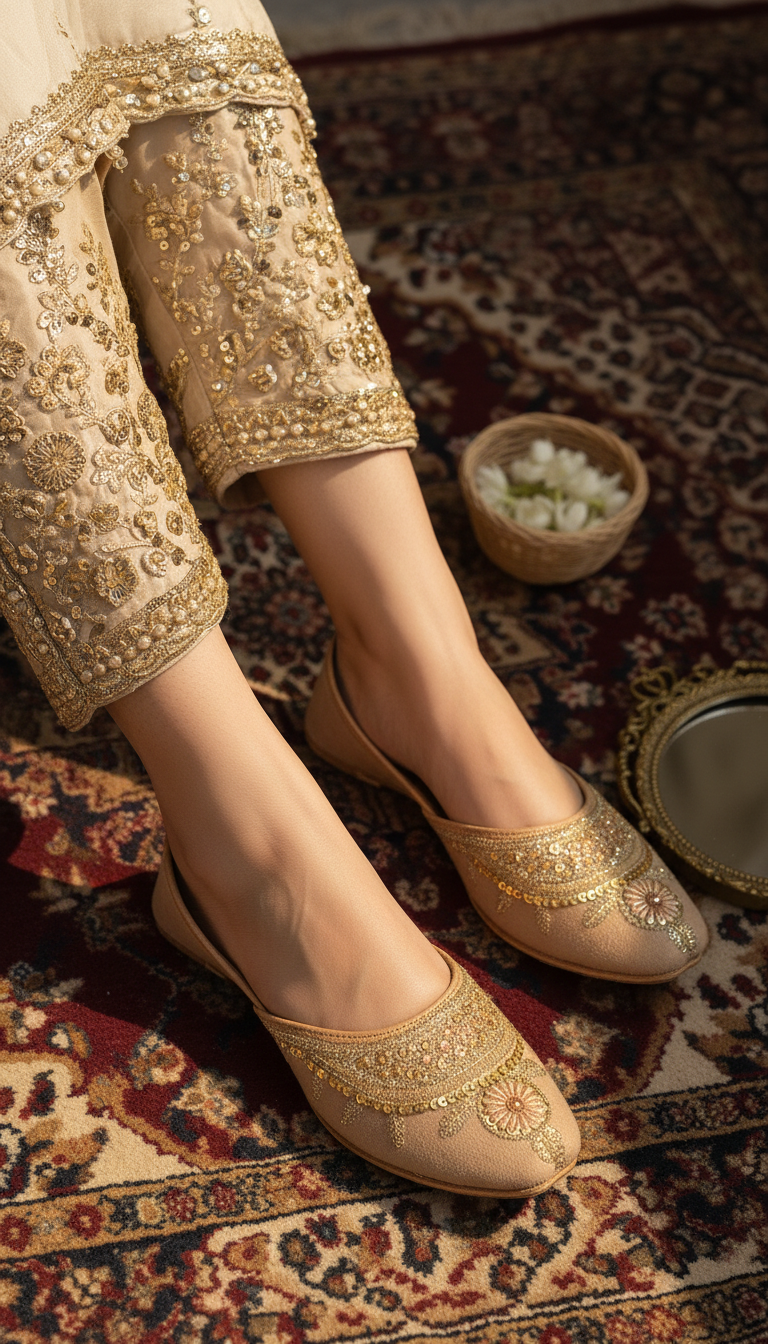 PISTAGREEN Leather Khussa For Women EC8765