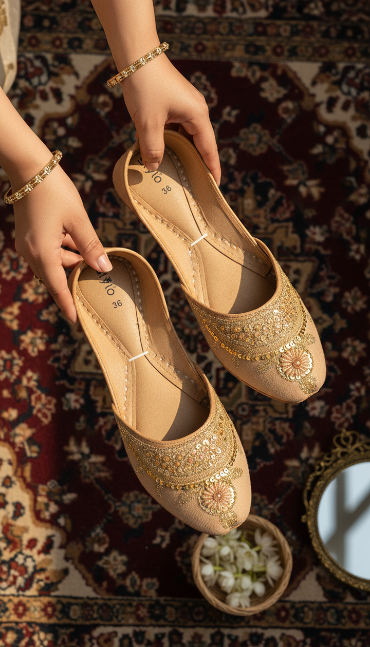 PISTAGREEN Leather Khussa For Women EC8765