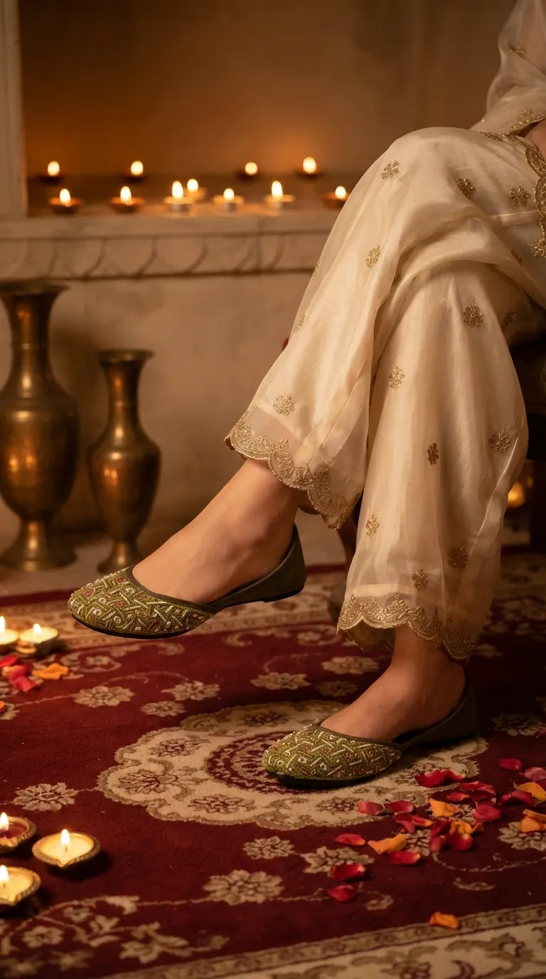 Mehndi Ethnic Khussa For Women EC8785