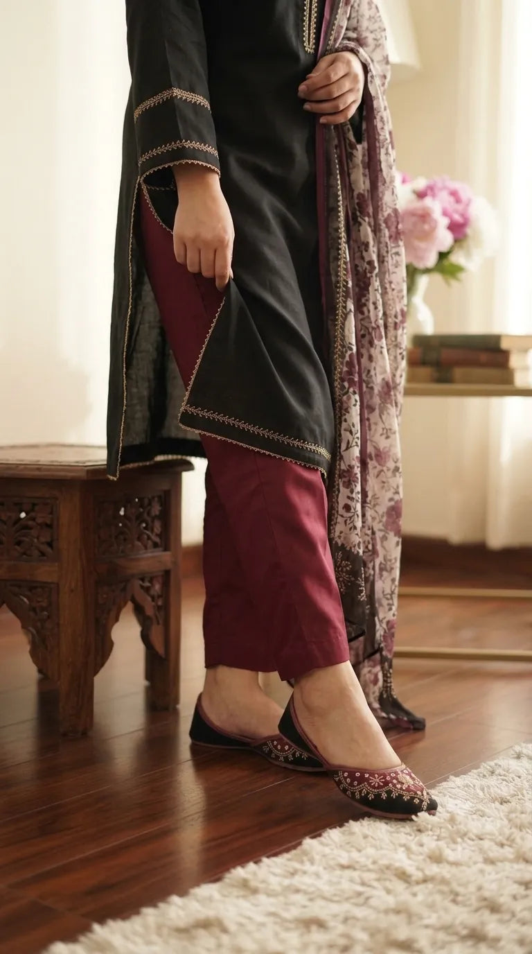 Maroon Fancy Khussa For Ladies EC8788