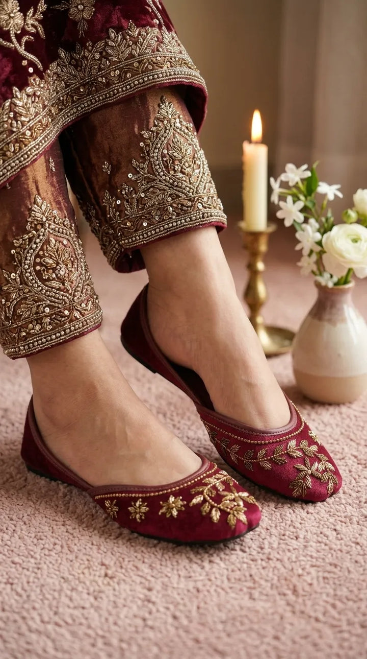 Maroon Fancy Khussa For Ladies EC8792
