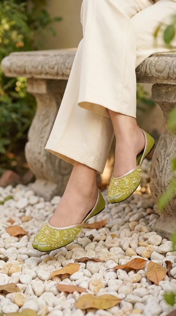 Green Fancy Khussa For Women EC8793