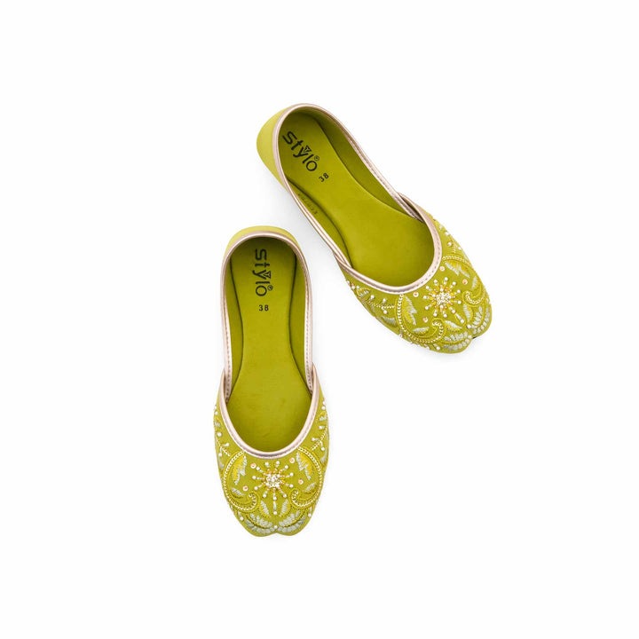 Green Fancy Khussa For Women EC8793