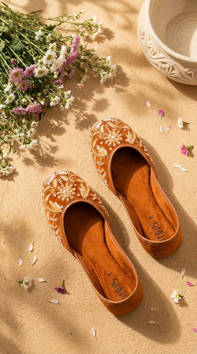 Rust Fancy Khussa For Women EC8793