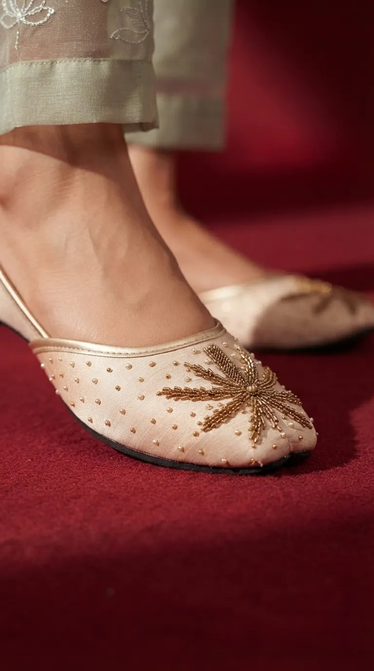 White Ethnic Khussa For Women EC8794