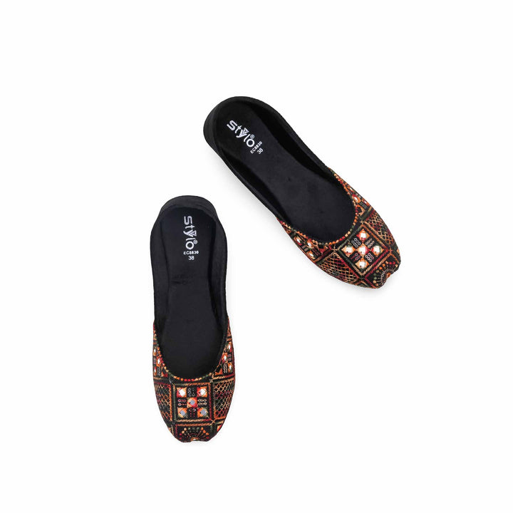 Black Ethnic Khussa For Ladies EC8830