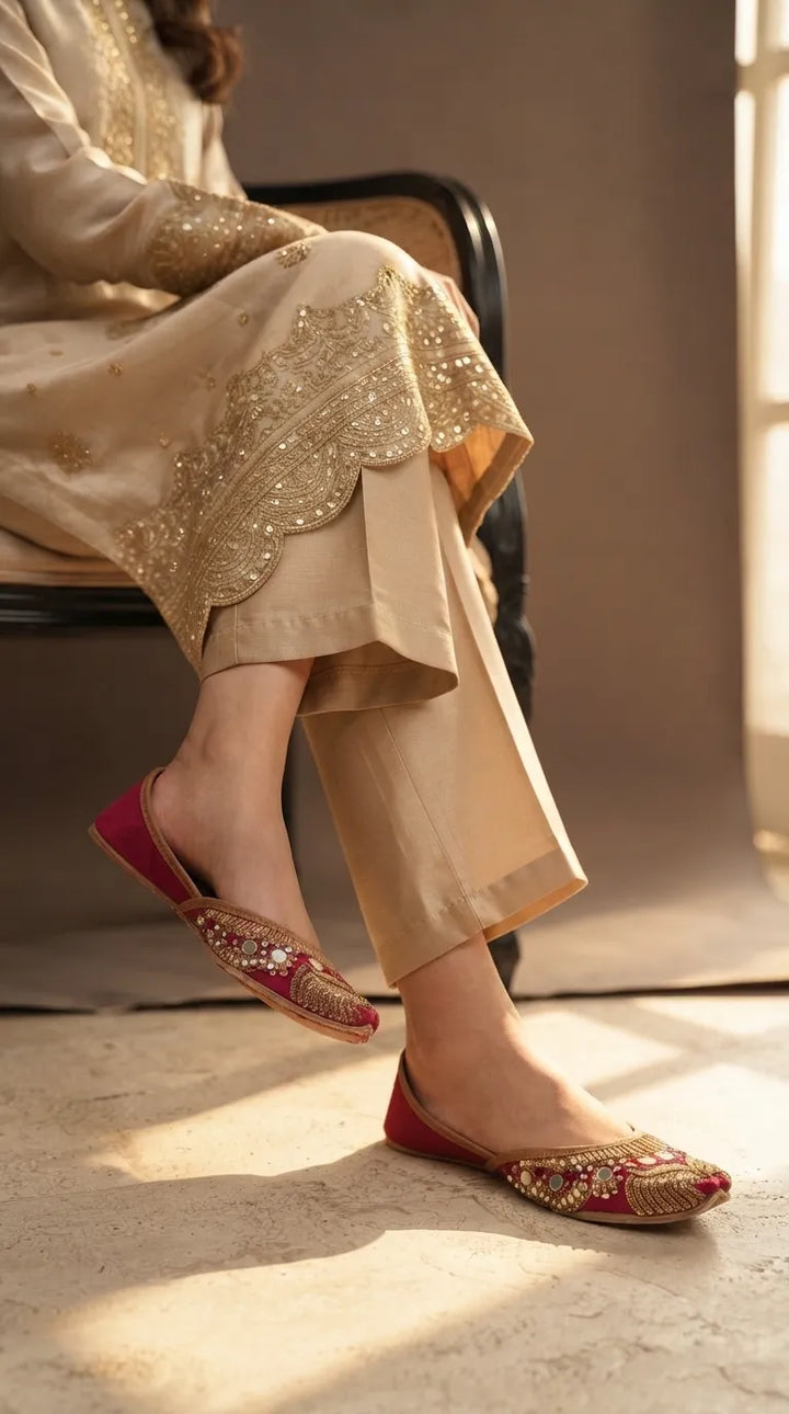 Maroon Fancy Khussa For Ladies EC8834