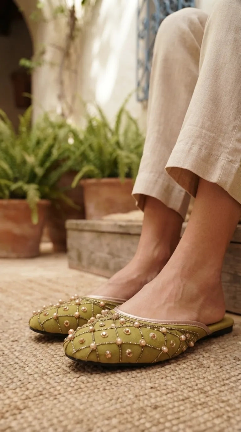 Mehndi Ethnic Khussa For Ladies EC8839