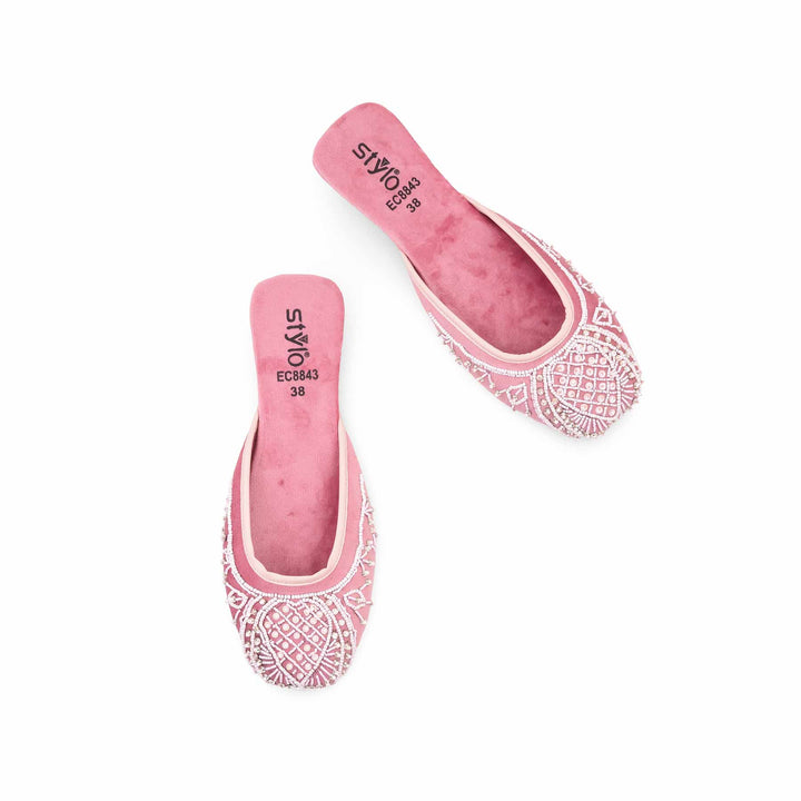 Pink Ethnic Back Open Khussa For Ladies EC8843
