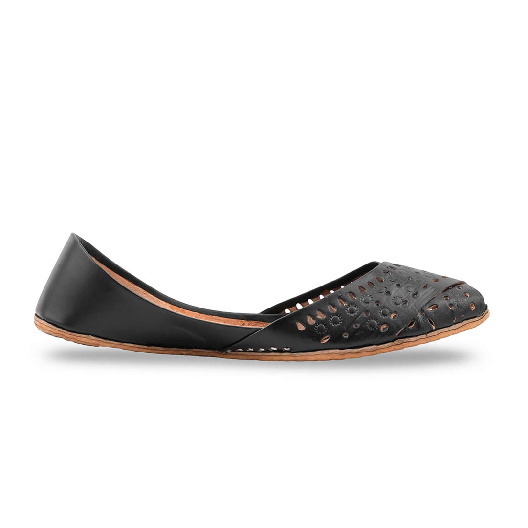 Black Leather Khussa For Women EC8864