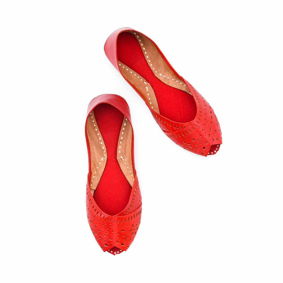 Red Leather Khussa For Women EC8864