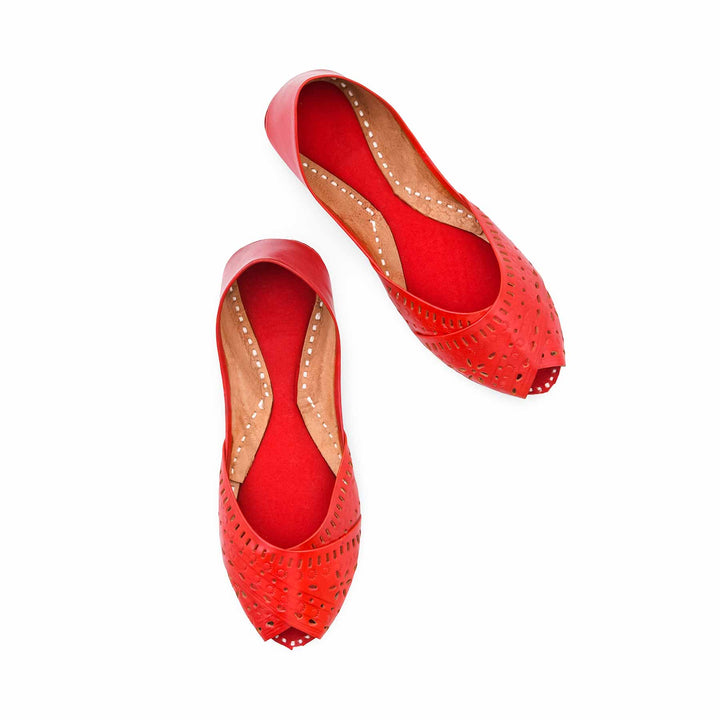 Red Leather Khussa For Women EC8864