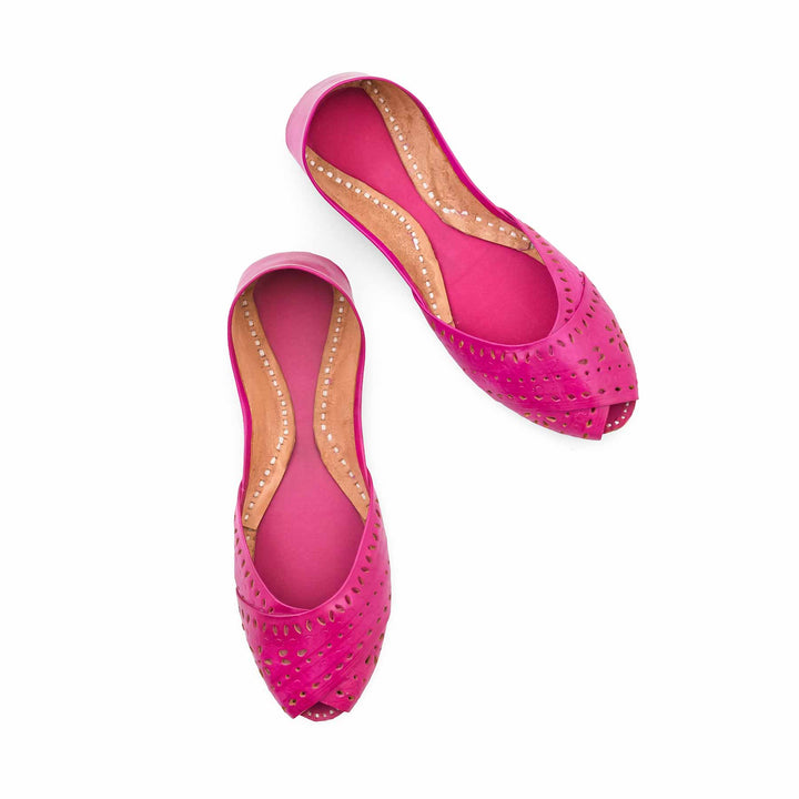 Pink Leather Khussa For Women EC8864