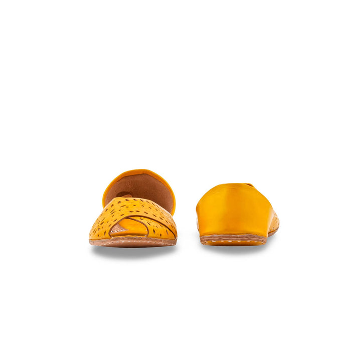 Yellow Leather Khussa For Women EC8864