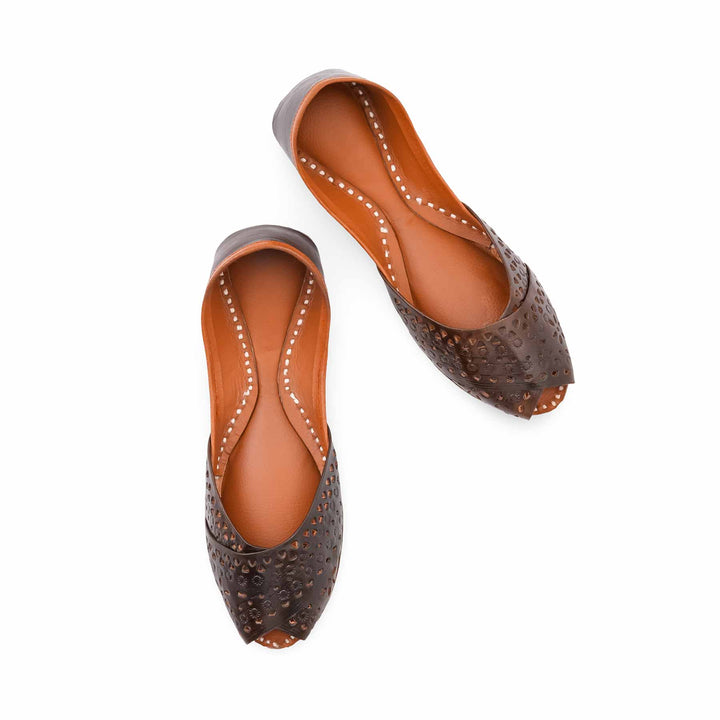 Coffee Leather Khussa For Women EC8864