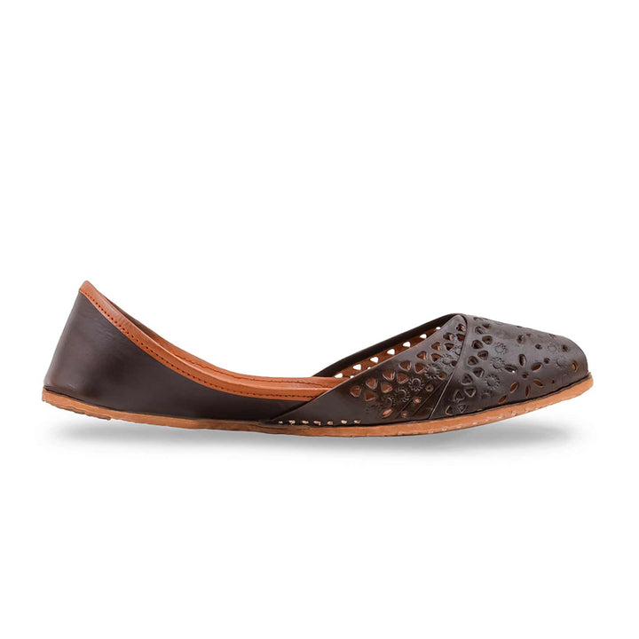 Coffee Leather Khussa For Women EC8864