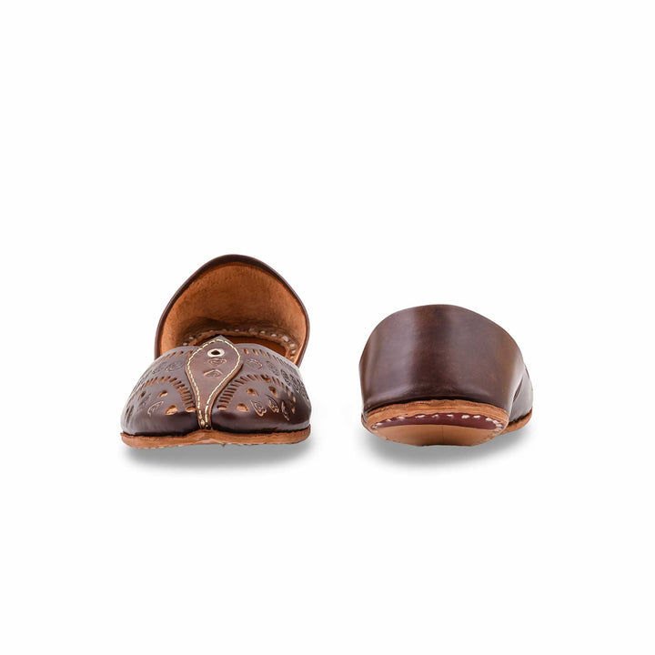 Brown Leather Khussa For Women EC8865