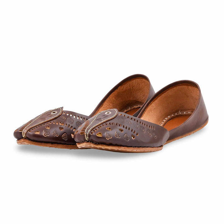 Brown Leather Khussa For Women EC8865