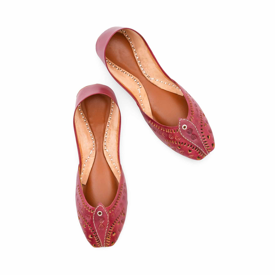 Maroon Leather Khussa For Women EC8865