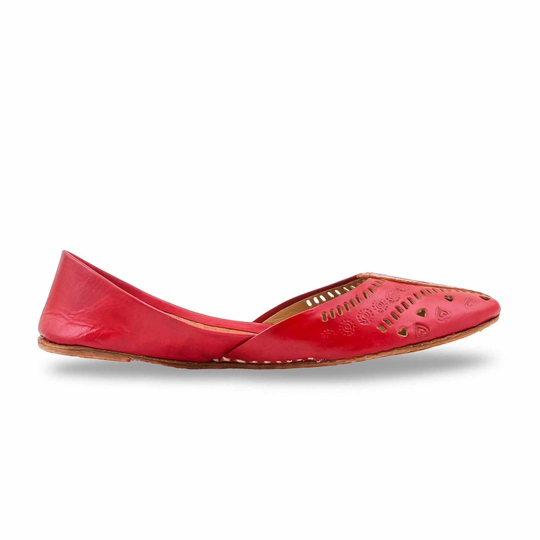 Red Leather Khussa For Women EC8865