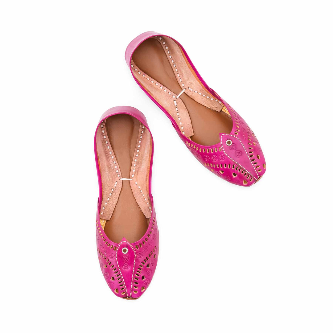 Pink Leather Khussa For Women EC8865