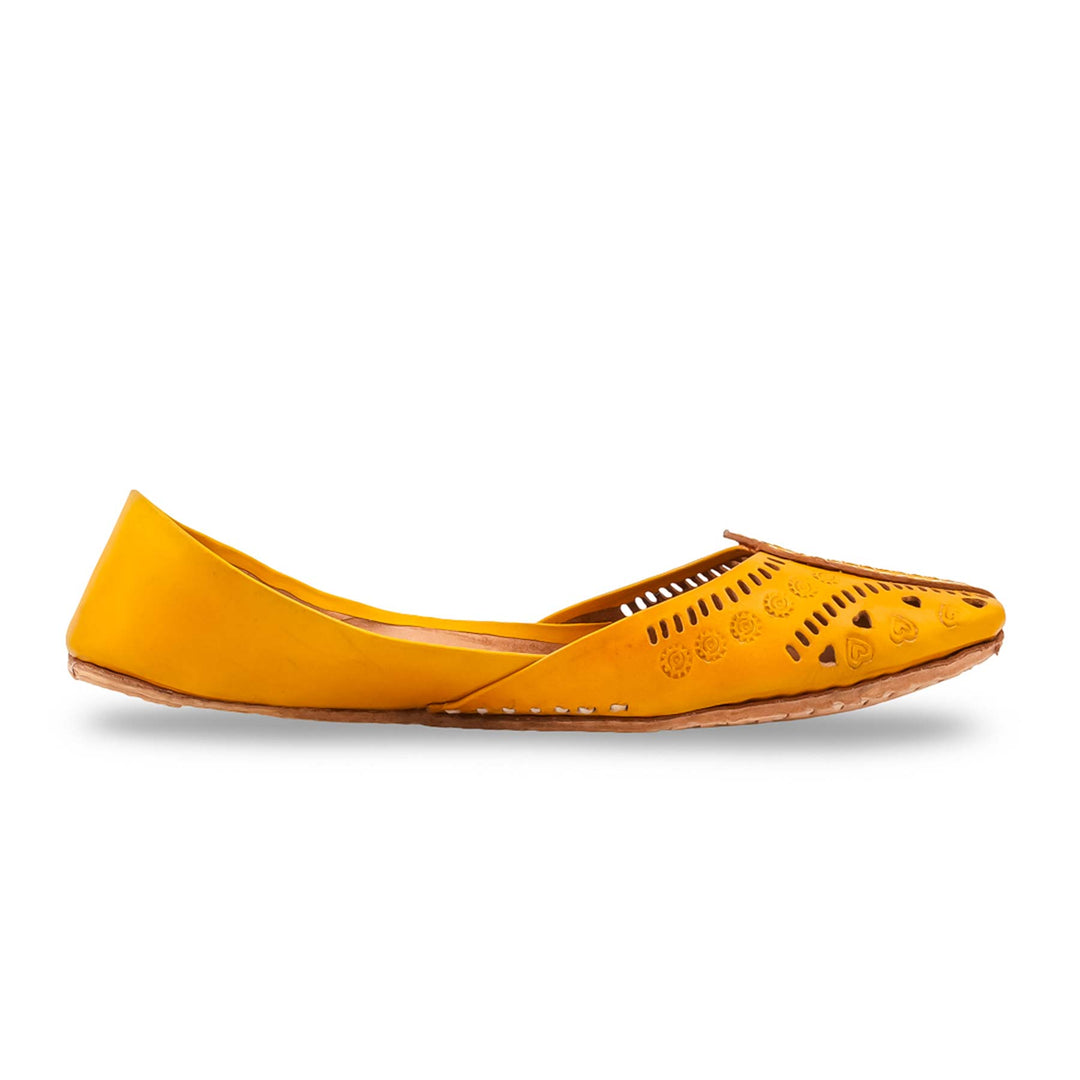 Yellow Leather Khussa For Women EC8865