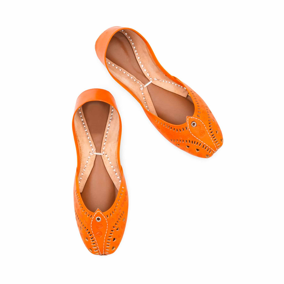 Orange Leather Khussa For Women EC8865