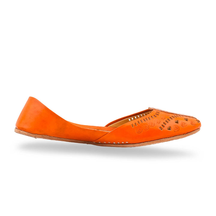 Orange Leather Khussa For Women EC8865